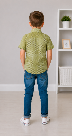 Kids Khaki Shirt for Boys Age 3-6 with Short Sleeves
