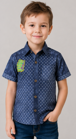 Stylish blue short sleeve shirt for boys