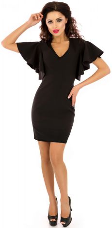 Elegant black cocktail dress with short sleeves