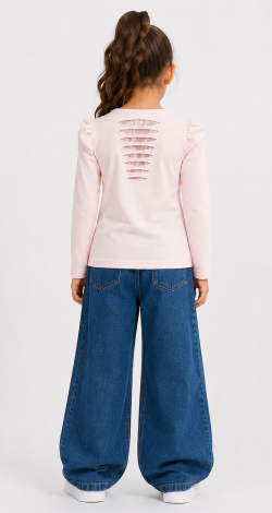 Girls powder sweatshirt with rhinestone bow print - Image 4