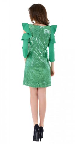 Dress with sequins and frill sleeves