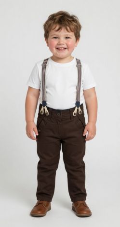 Brown suspenders pants for boys