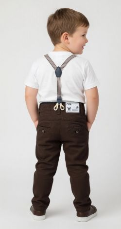 Brown suspenders pants for boys