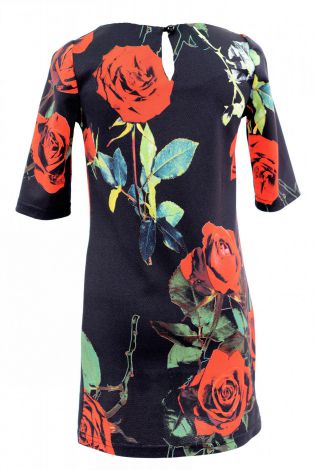 Стильное черное платье с розами  