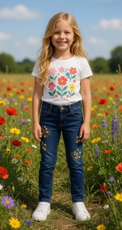 Дитячі джинси з аплікацією метеликів «Маленька фея»