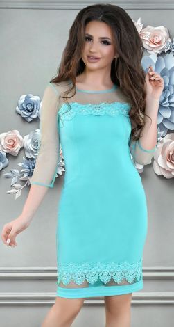 Elegant bright dress with lace and pearls