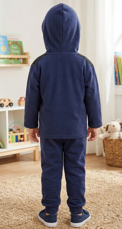 Toddler Boy 3 Years Navy Blue and Green Tracksuit, Sporty Tri-Color Hoodie and Sweatpants 2-Piece Clothing Set