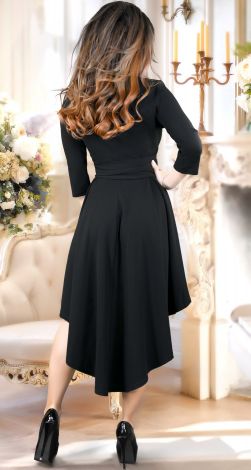 Ассиметричное черное нарядное платье