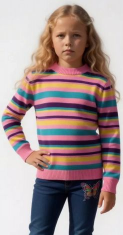 Girls striped vibrant coral sweater