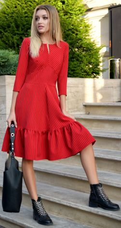 Dress with striped frill