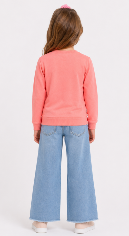 Girls powder pink sweatshirt with girl in glasses print