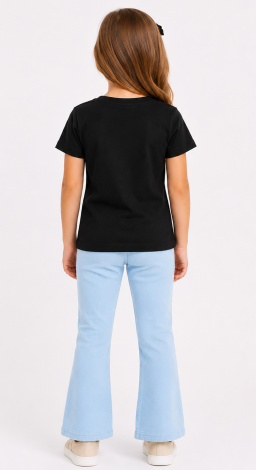 Girls black t-shirt with stylish star print