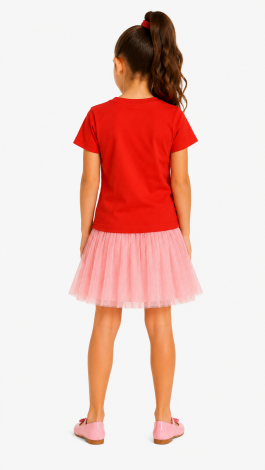 Girls printed reversible sequin rainbow butterfly t-shirt red