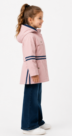 Girls long windbreaker powder pink