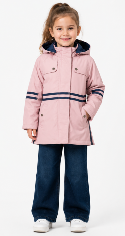 Girls long windbreaker powder pink