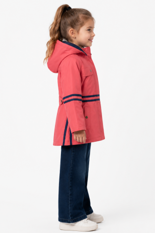 Girls long windbreaker coral