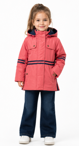 Girls long windbreaker coral