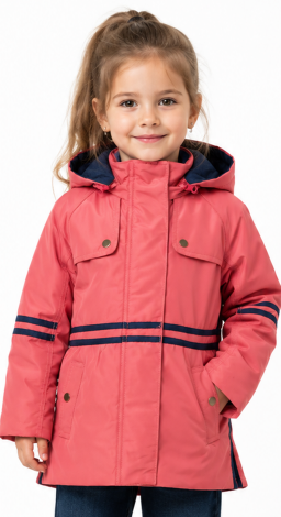 Girls long windbreaker coral