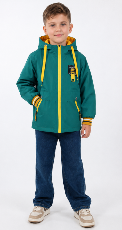 Reversible boys windbreaker green-yellow