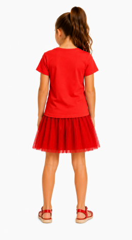 Girls printed reversible sequin multicolored butterfly t-shirt red