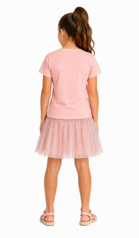 Girls printed reversible sequin multicolored butterfly t-shirt powder pink