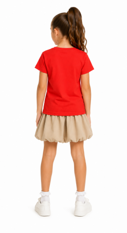 Girls printed reversible sequin butterfly t-shirt red