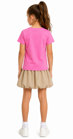 Girls pink t-shirt with Paris print and sequins