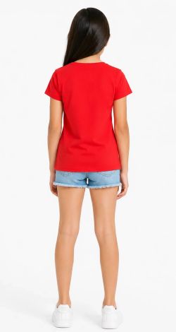 Girls red t-shirt with heart reversible sequins and butterfly