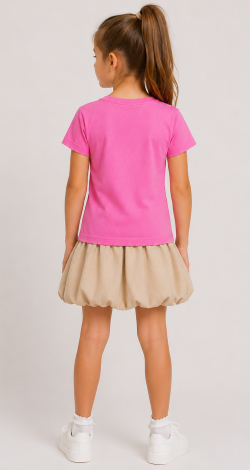 Girls pink t-shirt with heart reversible sequins and butterfly