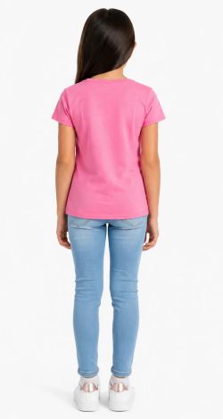Girls printed reversible sequin t-shirt pink