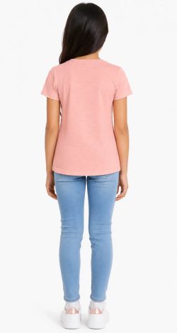 Girls printed reversible sequin t-shirt powder pink