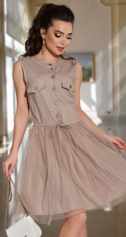 Linen dress with double skirt