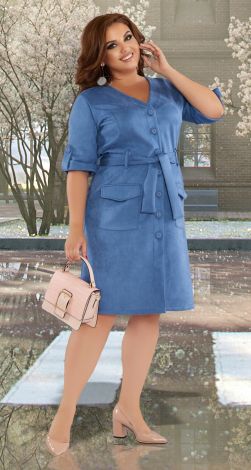 Fashionable dress made of eco suede of large size