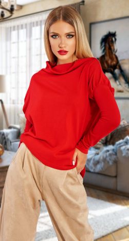 Red knitted tunic sweater