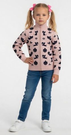 Дитячий светр на блискавці з котиками — светр для дівчинки