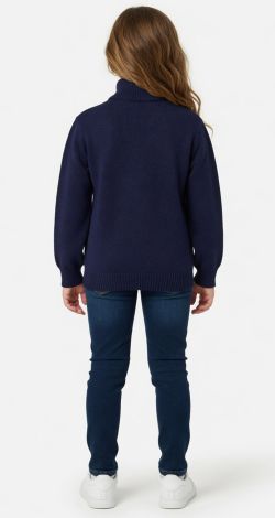 Blue zip-up sweater with bows for girls