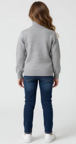 Gray zip-up sweater with bows for girls