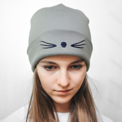 Gray cat hat