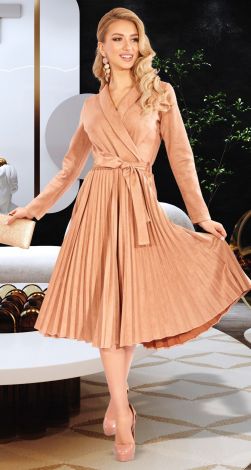 Eco suede pleated dress