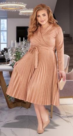 Eco suede plus size pleated dress