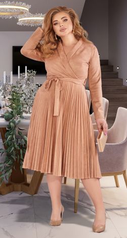 Eco suede plus size pleated dress