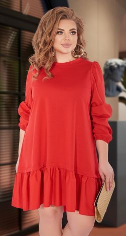 Plus size flared dress with frill