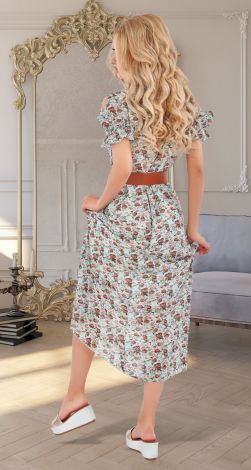 Midi-length chiffon dress