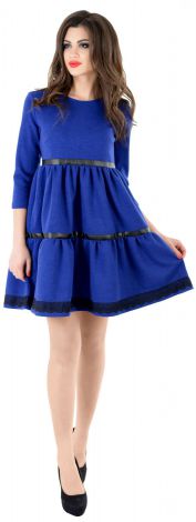 Dress with ruffles and eco-leather trim