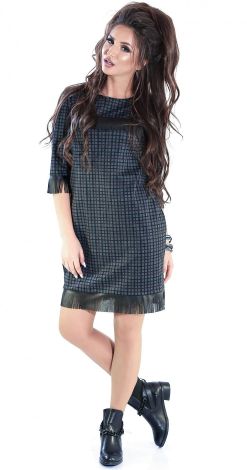 Knitted fabric dress with cage ornament