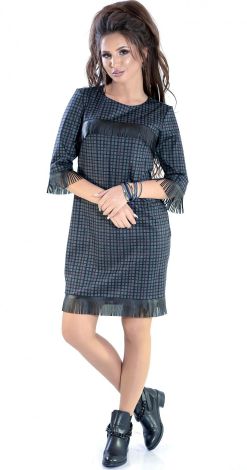 Knitted fabric dress with cage ornament