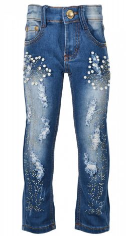 Стильные джинсы для девочек с  жемчужинами .