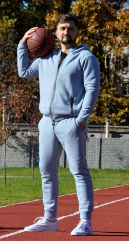 Warm fleece suit with a zipper
