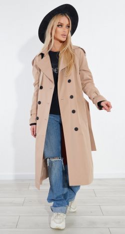 Double-breasted classic trench coat